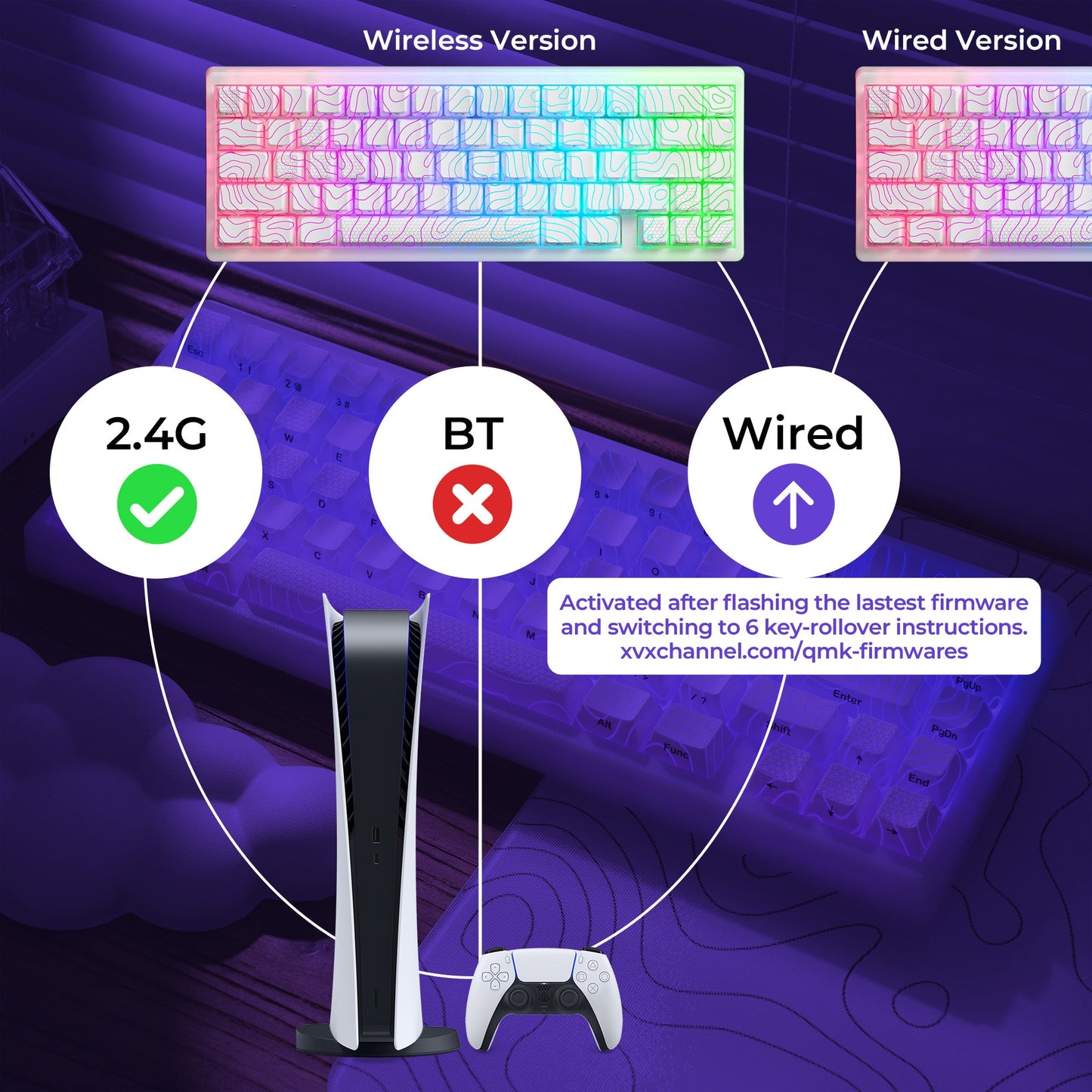 XVX M67 JadeStone Mechanical Keyboard With IMD-Tech Keycaps (Interstellar Black)