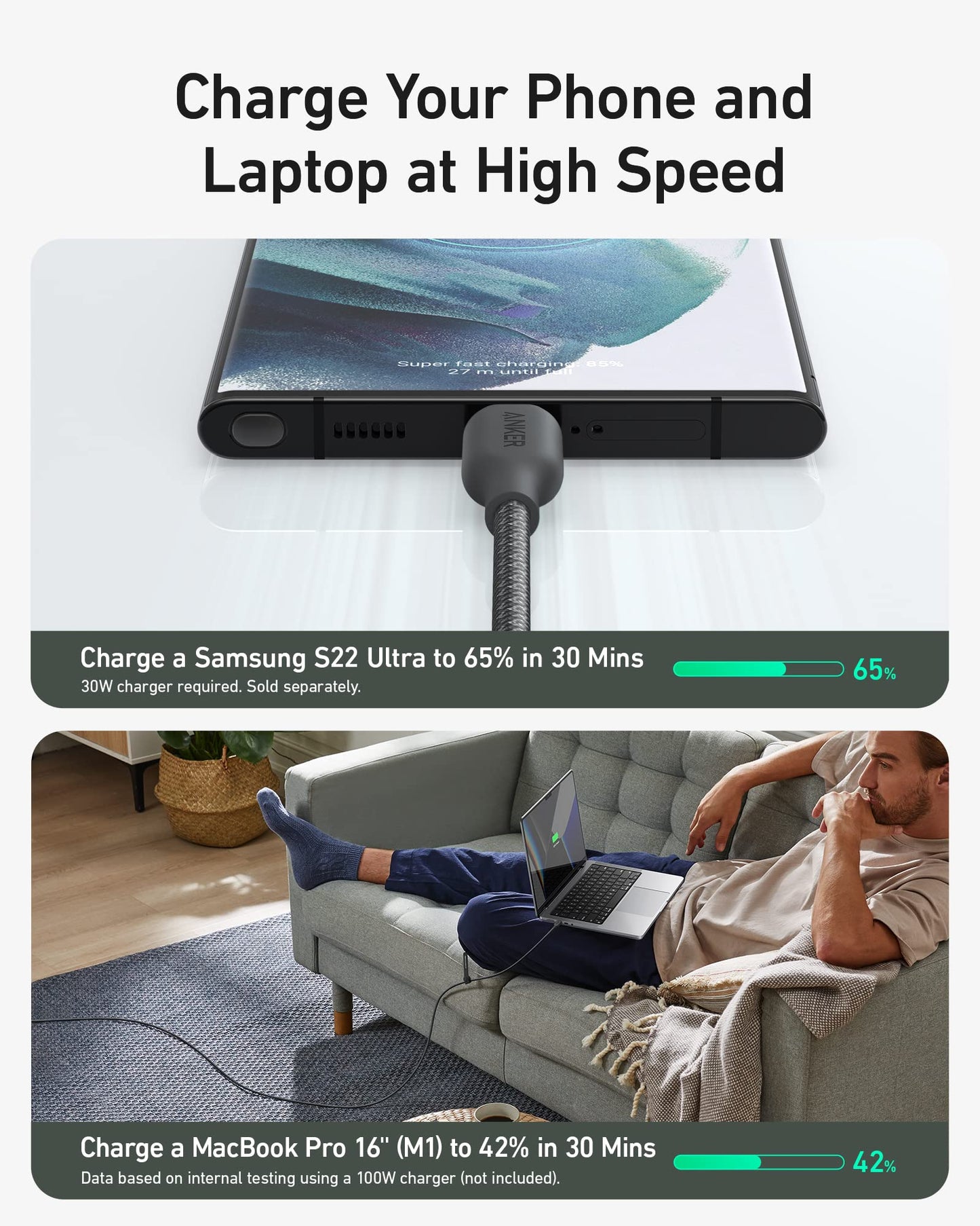 Anker USB C to USB C Cable (240W, 10 ft)