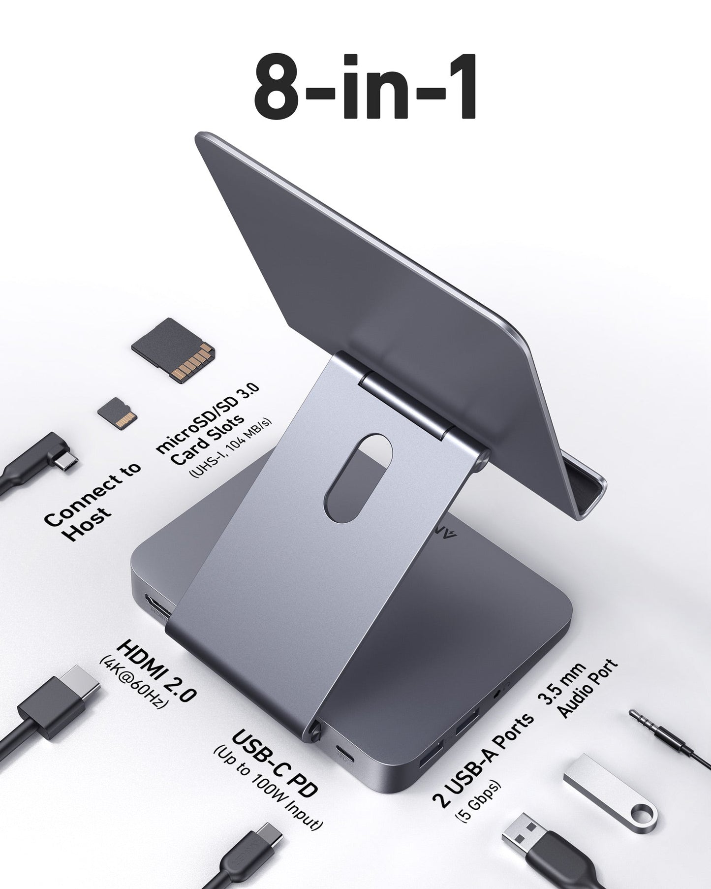 Anker USB-C Hub (8-in-1, Tablet Stand)