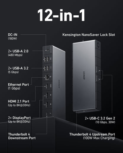 Anker Thunderbolt Docking Station (12-in-1, Thunderbolt 4)