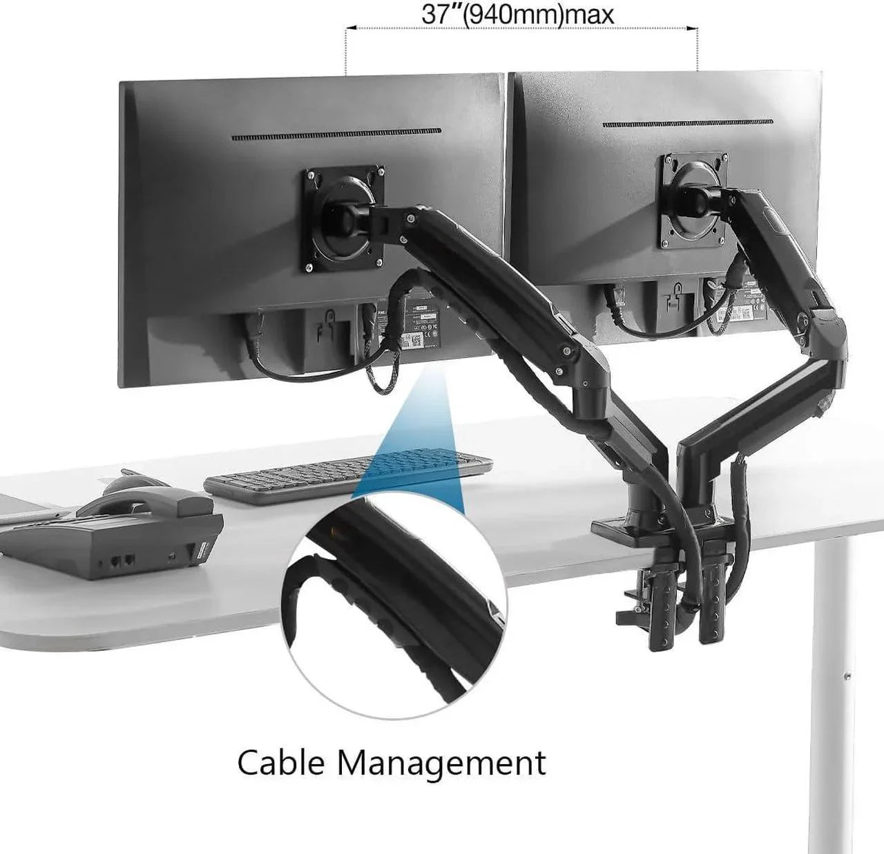 Rehisk Dual Monitor Mount for 15-32 Inch Screens - F160